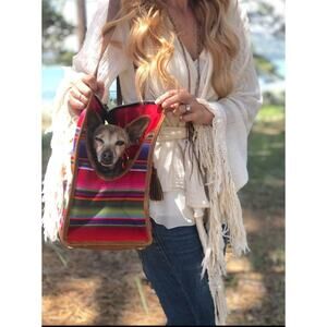 Multicolor Striped Shoulder Bag - Pink & Red Accent